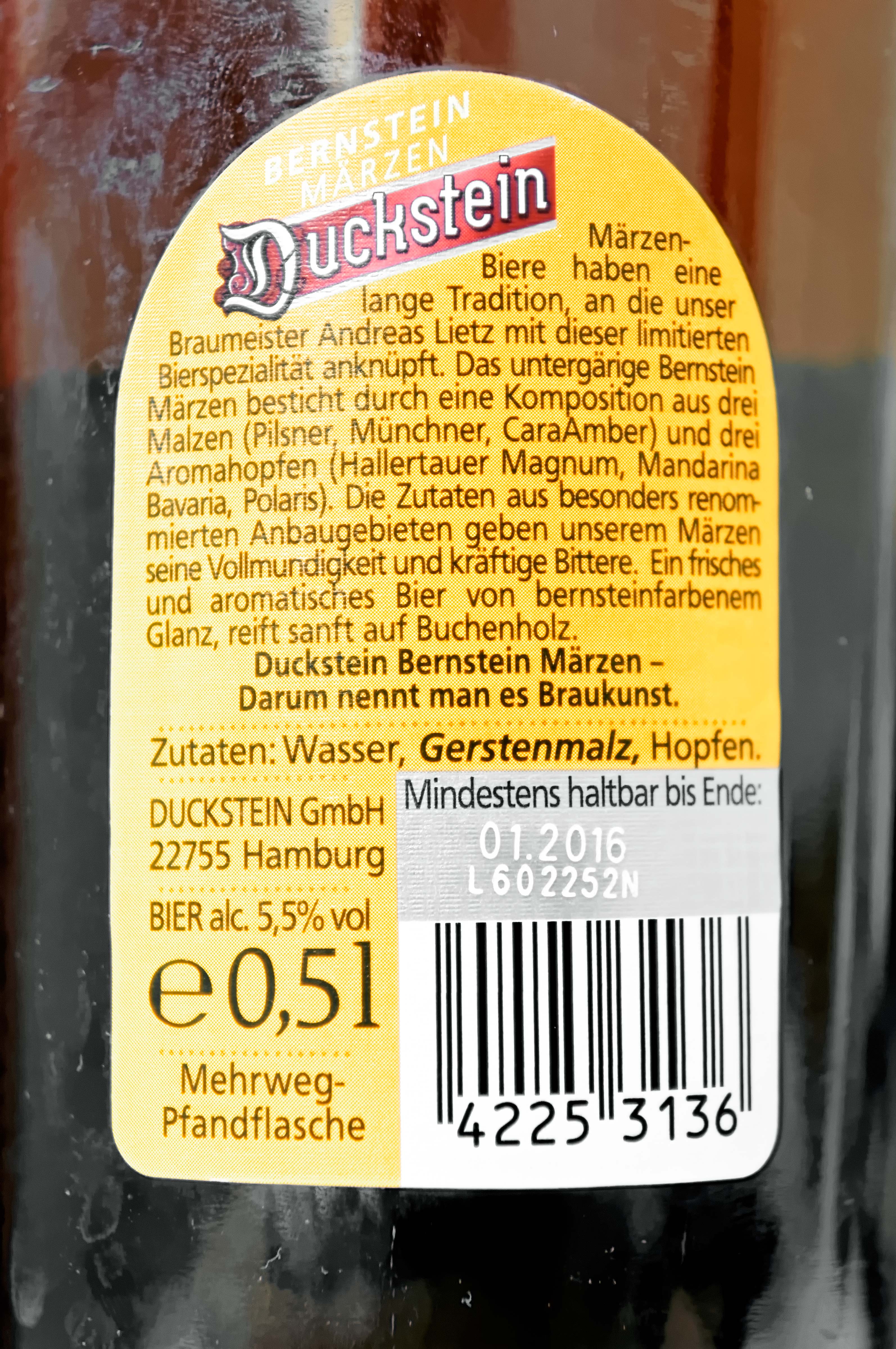 Duckstein Braumeister Edition No 05 Bernstein Märzen Grand Cru ドゥック ...