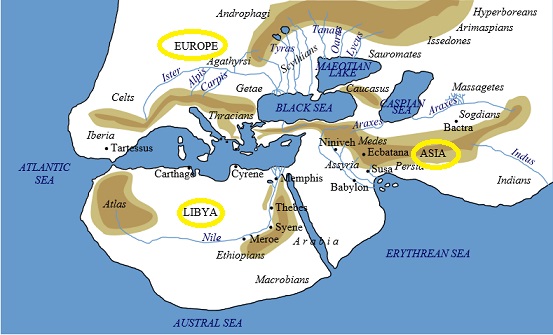 復元されたヘロドトスの世界地図